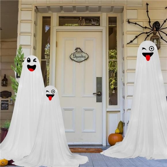 Halloween Ghost Decorations, 2 Pcs Light Up Ghost Kit, Cute Ghost Decoration - Picture 4 of 7